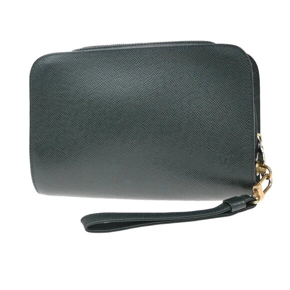 LOUIS VUITTON LV Logo Baikal Clutch Hand Bag Taiga Leather Epicea M30184 05KA999 - Picture 1 of 15